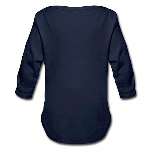Baby Bio-Langarm-Body Hinten in der Farbe Dunkelnavy bedrucken lassen