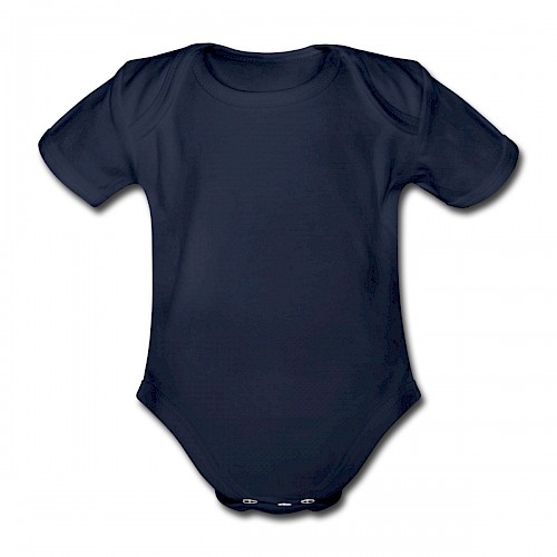 Baby Bio-Kurzarm-Body Vorne in der Farbe Dunkelnavy bedrucken lassen