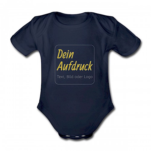 Baby Bio-Kurzarm-Body Dunkelnavy mit Text, Bild oder Logo bedrucken lassen