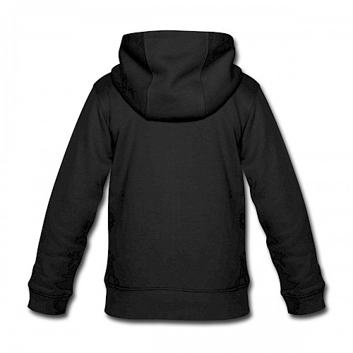 Kinder Premium Kapuzenjacke Hinten in der Farbe Schwarz bedrucken lassen