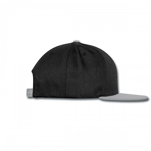 Snapback Cap Rechts in der Farbe Schwarz/Grau bedrucken lassen