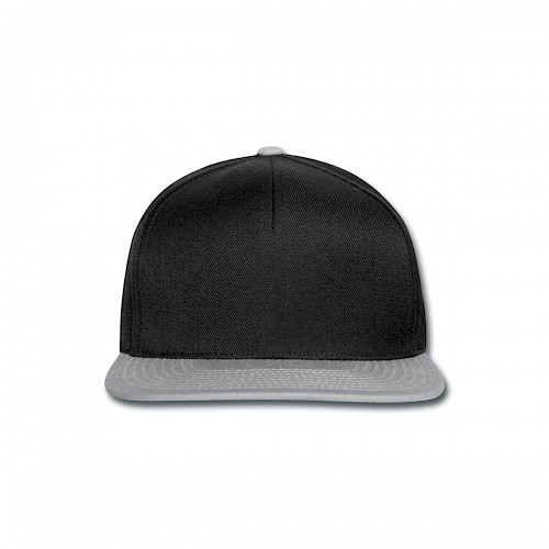Snapback Cap Vorne in der Farbe Schwarz/Grau bedrucken lassen