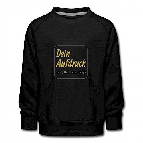 Kinder Premium Pullover Schwarz mit Text, Bild oder Logo bedrucken lassen