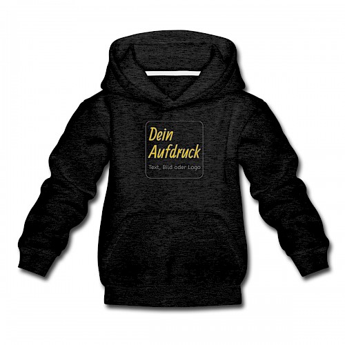 Kinder Premium Hoodie Anthrazit mit Text, Bild oder Logo bedrucken lassen
