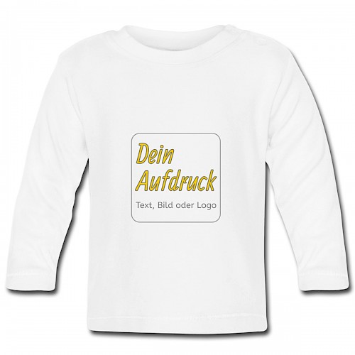 Baby Langarmshirt Weiß mit Text, Bild oder Logo bedrucken lassen