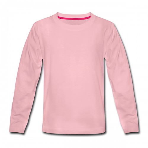 Kinder Premium Langarmshirt Vorne in der Farbe Hellrosa bedrucken lassen