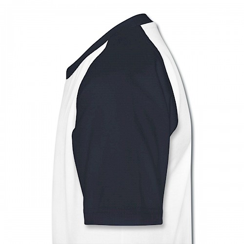 Kinder Baseball T-Shirt Links in der Farbe Weiß/Navy bedrucken lassen