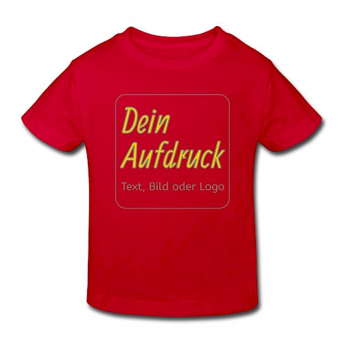 Kinder Bio-T-Shirt Rot mit Text, Bild oder Logo bedrucken lassen
