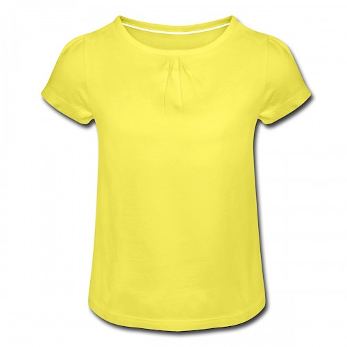 Mädchen-T-Shirt mit Raffungen Vorne in der Farbe Gelb bedrucken lassen