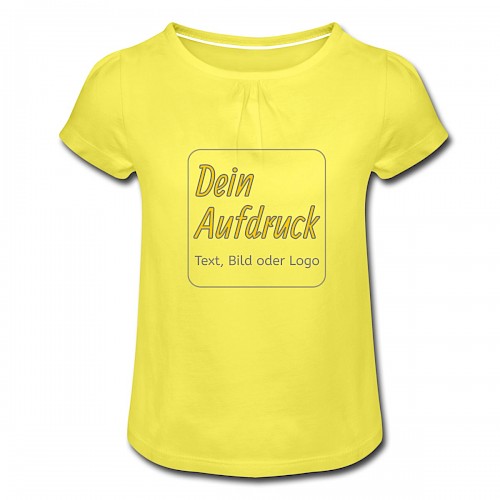 Mädchen-T-Shirt mit Raffungen Gelb mit Text, Bild oder Logo bedrucken lassen
