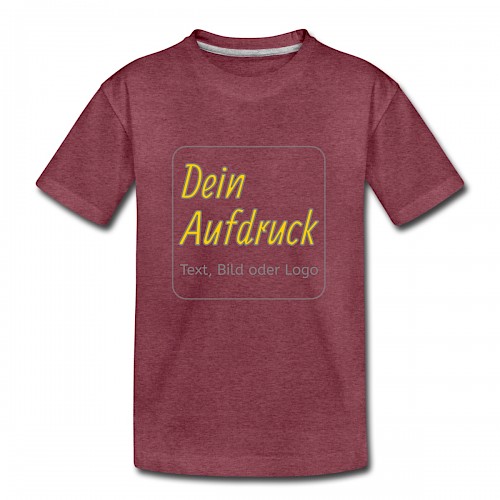 Teenager Premium T-Shirt Bordeauxrot meliert mit Text, Bild oder Logo bedrucken lassen