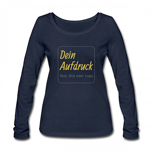 Frauen Bio-Langarmshirt von Stanley & Stella Navy mit Text, Bild oder Logo bedrucken lassen