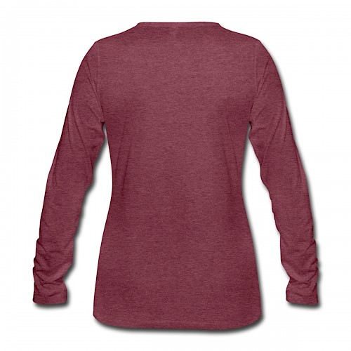 Frauen Premium Langarmshirt Hinten in der Farbe Bordeauxrot meliert bedrucken lassen