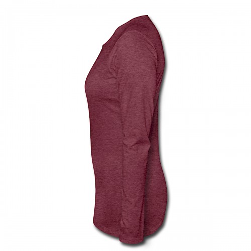 Frauen Premium Langarmshirt Links in der Farbe Bordeauxrot meliert bedrucken lassen
