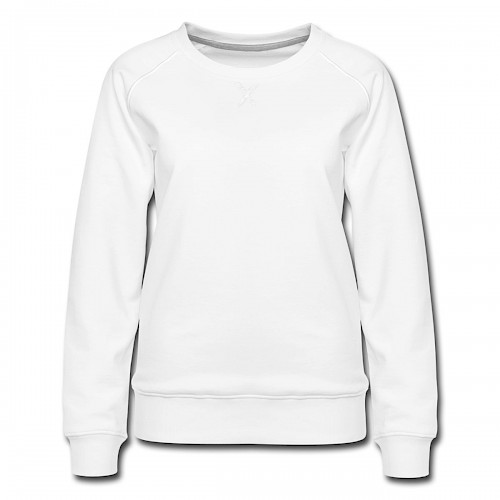 Frauen Premium Pullover Vorne in der Farbe Weiß bedrucken lassen