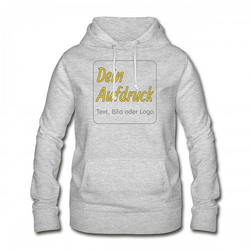 Frauen Hoodie Hellgrau meliert mit Text, Bild oder Logo bedrucken lassen