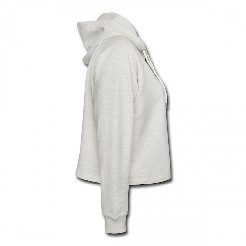 Frauen Cropped Hoodie Rechts in der Farbe Beige meliert bedrucken lassen