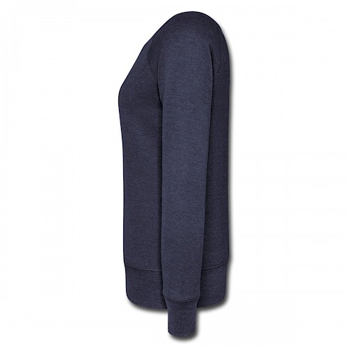 Frauen Pullover mit U-Boot-Ausschnitt von Bella Links in der Farbe Navy meliert bedrucken lassen