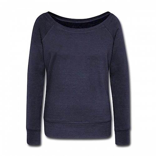 Frauen Pullover mit U-Boot-Ausschnitt von Bella Vorne in der Farbe Navy meliert bedrucken lassen