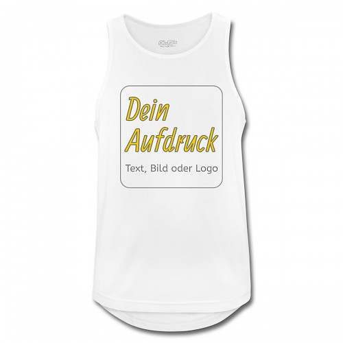 Männer Tank Top atmungsaktiv Weiß mit Text, Bild oder Logo bedrucken lassen
