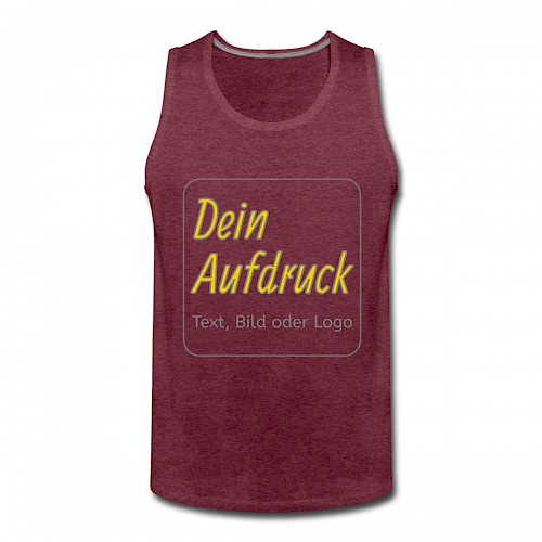 Männer Premium Tank Top Bordeauxrot meliert mit Text, Bild oder Logo bedrucken lassen