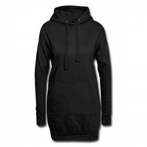 Hoodie-Kleid Vorne in der Farbe Schwarz bedrucken lassen