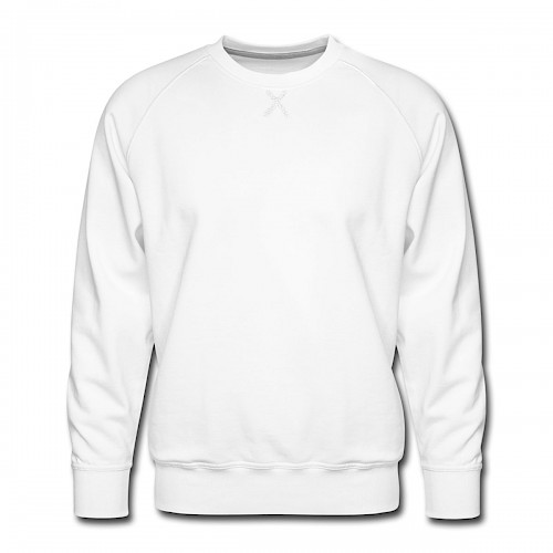 Männer Premium Pullover Vorne in der Farbe Weiß bedrucken lassen