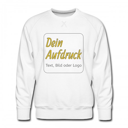 Männer Premium Pullover Weiß mit Text, Bild oder Logo bedrucken lassen