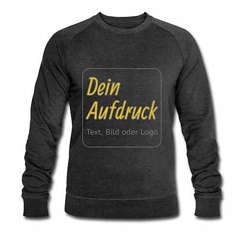 Männer Bio-Sweatshirt Dunkelgrau meliert mit Text, Bild oder Logo bedrucken lassen