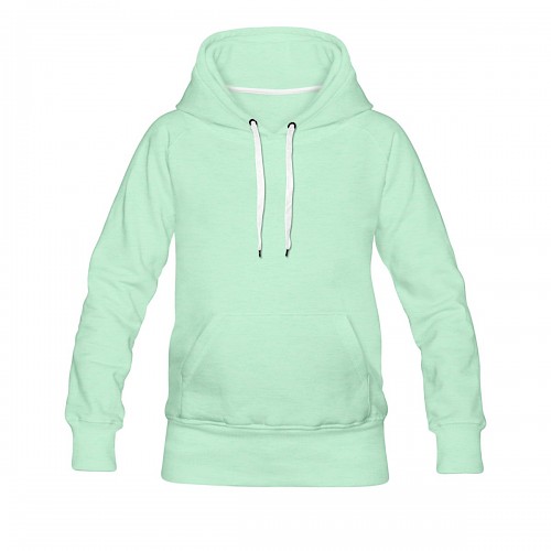 Frauen Premium Hoodie Vorne in der Farbe helles Mintgrün bedrucken lassen