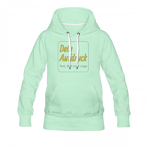 Frauen Premium Hoodie helles Mintgrün mit Text, Bild oder Logo bedrucken lassen