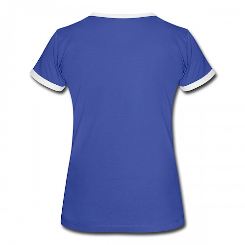 Frauen Kontrast-T-Shirt Hinten in der Farbe Blau/Weiß bedrucken lassen