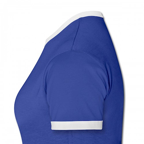 Frauen Kontrast-T-Shirt Links in der Farbe Blau/Weiß bedrucken lassen