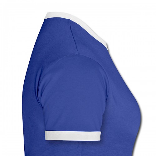Frauen Kontrast-T-Shirt Rechts in der Farbe Blau/Weiß bedrucken lassen