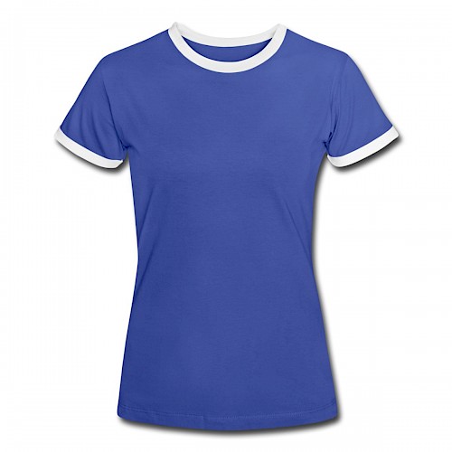 Frauen Kontrast-T-Shirt Vorne in der Farbe Blau/Weiß bedrucken lassen