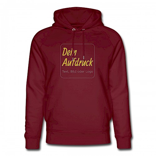 Unisex Bio-Hoodie von Stanley & Stella Burgunderrot mit Text, Bild oder Logo bedrucken lassen
