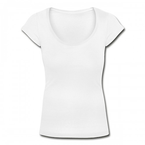 Frauen T-Shirt mit U-Ausschnitt Vorne in der Farbe Weiß bedrucken lassen