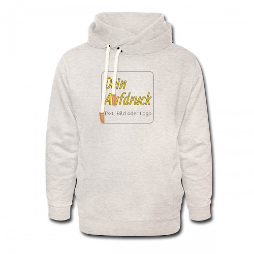 Unisex Schalkragen Hoodie Beige meliert mit Text, Bild oder Logo bedrucken lassen
