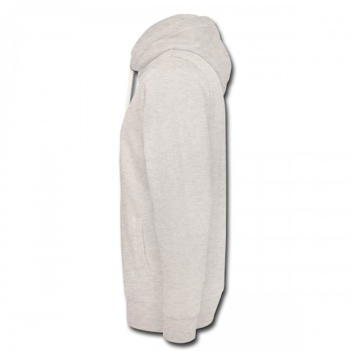 Unisex Schalkragen Hoodie Links in der Farbe Beige meliert bedrucken lassen