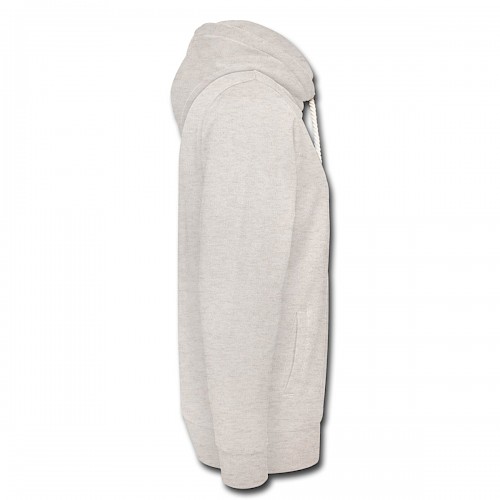 Unisex Schalkragen Hoodie Rechts in der Farbe Beige meliert bedrucken lassen