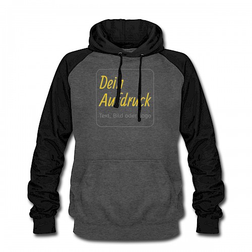 Unisex Baseball Hoodie Graphit/Schwarz mit Text, Bild oder Logo bedrucken lassen