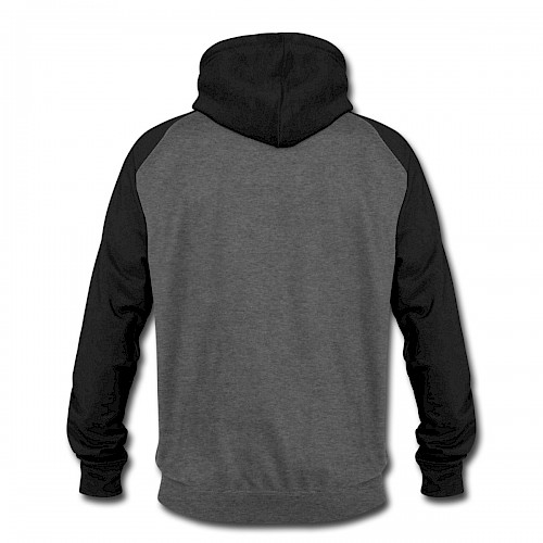 Unisex Baseball Hoodie Hinten in der Farbe Graphit/Schwarz bedrucken lassen