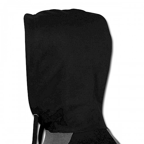 Unisex Baseball Hoodie Kapuze links in der Farbe Graphit/Schwarz bedrucken lassen