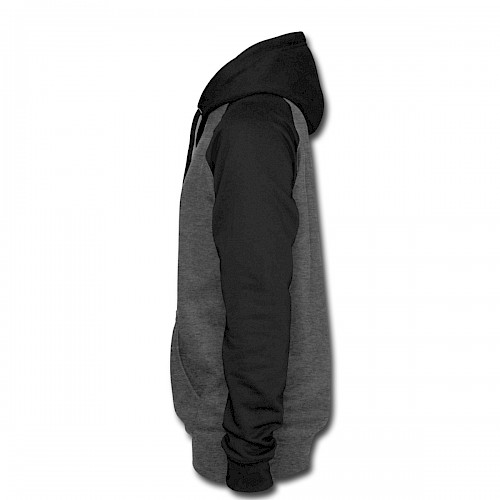 Unisex Baseball Hoodie Links in der Farbe Graphit/Schwarz bedrucken lassen