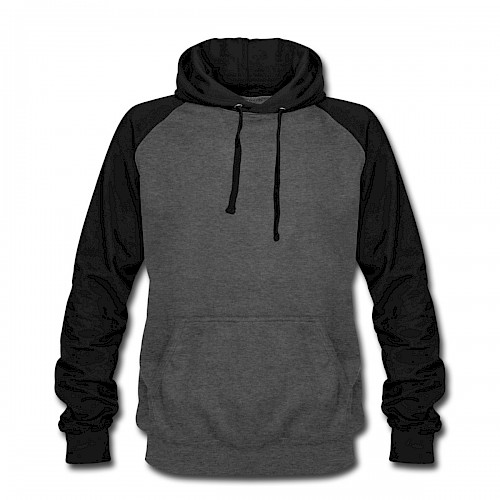 Unisex Baseball Hoodie Vorne in der Farbe Graphit/Schwarz bedrucken lassen