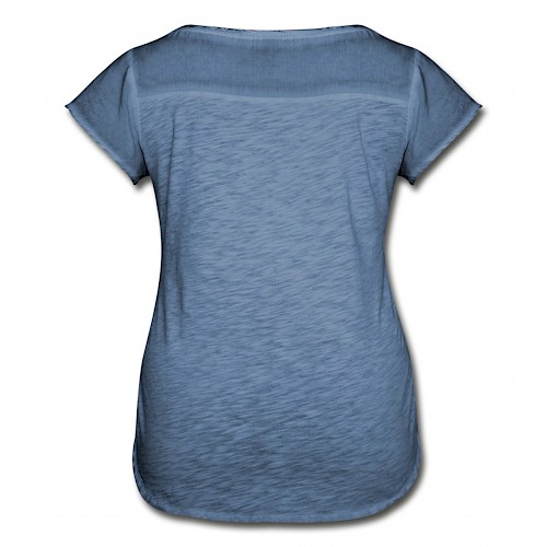 Frauen T-Shirt mit Flatterärmeln Hinten in der Farbe Vintage Denim bedrucken lassen