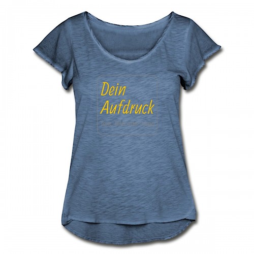 Frauen T-Shirt mit Flatterärmeln Vintage Denim mit Text, Bild oder Logo bedrucken lassen