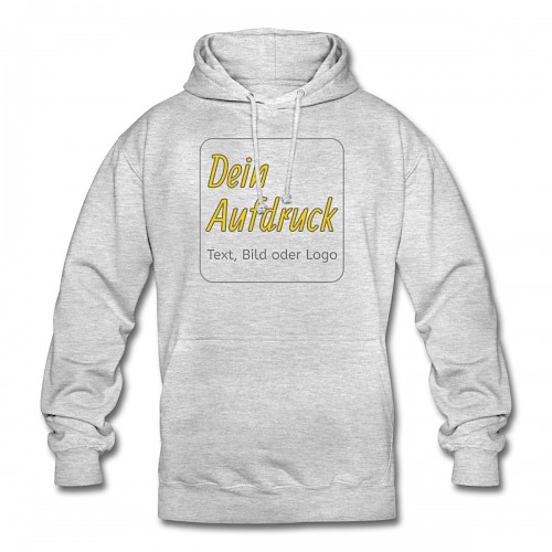 Unisex Hoodie Hellgrau meliert mit Text, Bild oder Logo bedrucken lassen