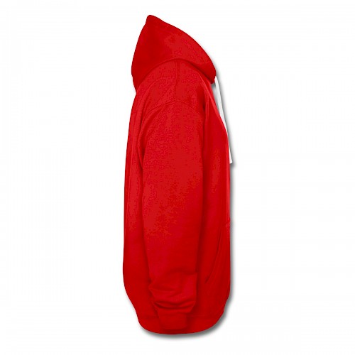 Kontrast-Hoodie Rechts in der Farbe Rot/Weiß bedrucken lassen