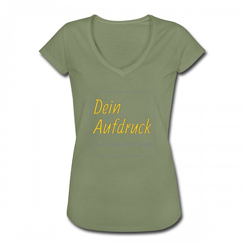 Frauen Vintage T-Shirt Oliv mit Text, Bild oder Logo bedrucken lassen